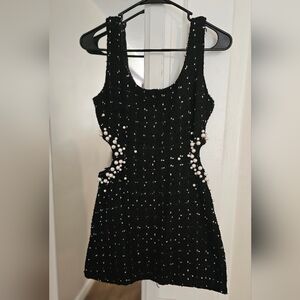 Elegant Black Pearl-Embellished Dress